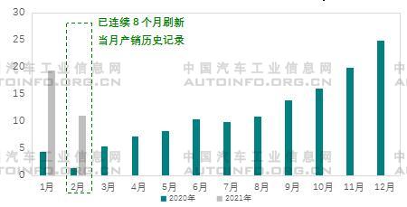 销量，2月新能源汽车销量